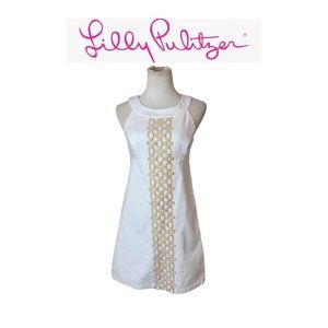 Lilly Pulitzer White & Gold Dress. Sz 0